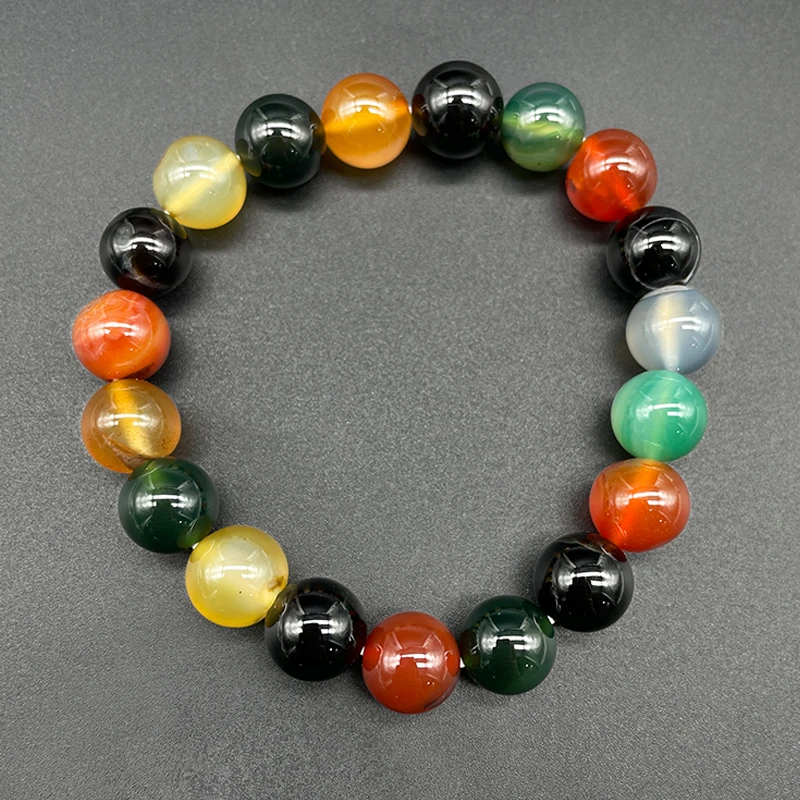 Custom Handmade Natural Stretch bracelet Black Stripe Rhodochrosite Rainbow Agate Purple Fluorite Blood Stone Bronzite Bracelets