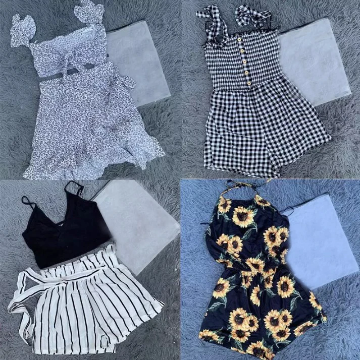 Fashion stock lot women mix clothes bale croptops bulk clothes assorted brand new Casual Dress