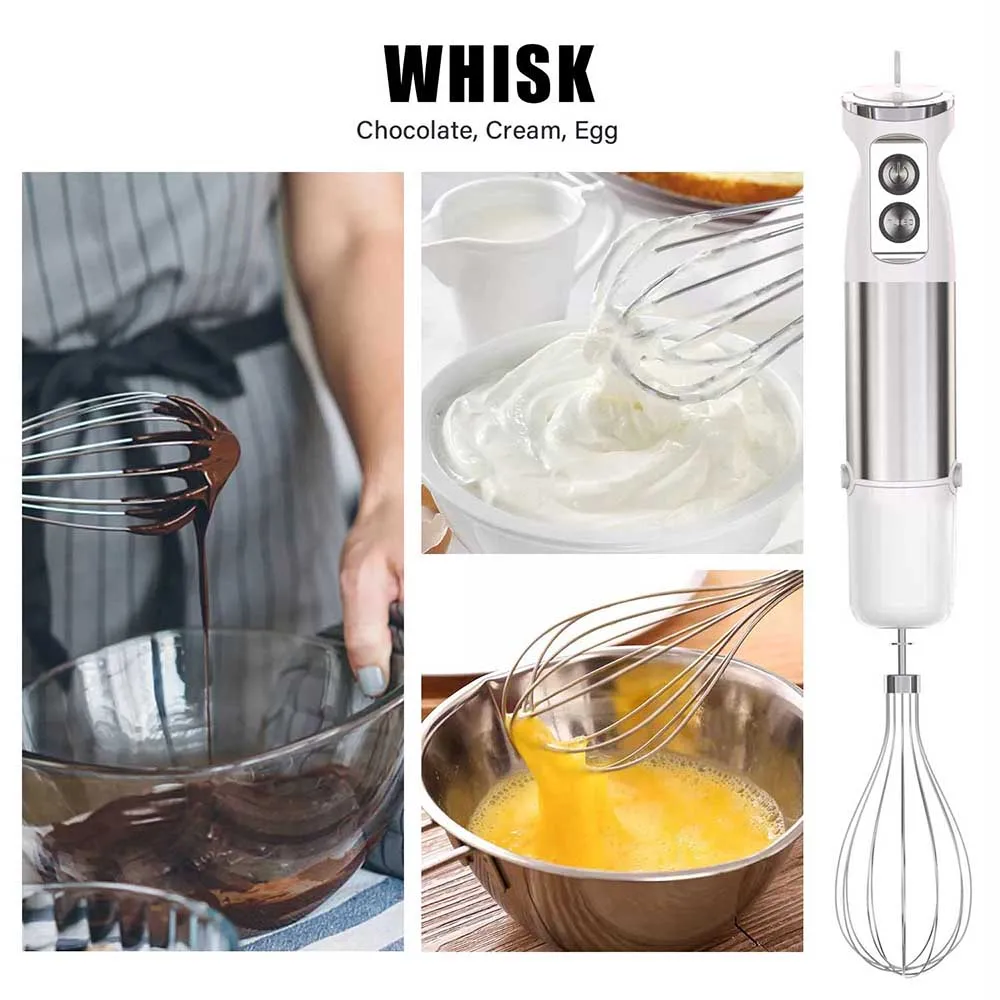 600W Handheld Blender High-Powered Kitchen Tool for Blending, Mixing and Food Preparation