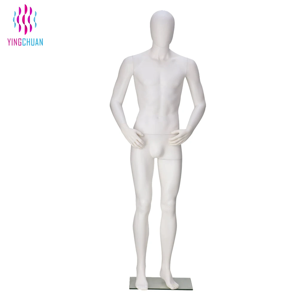 White Full Body Standing Mannequin Plastic Life Size Male Mannequin With Egg Head