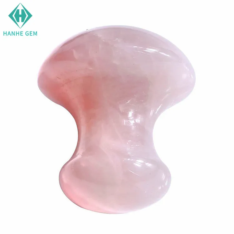 2020 New Handmade Natural Rose Quartz Mushroom Shaped Gua Sha Stone for Beauty SPA Relaxing Mushroom Massage Stone