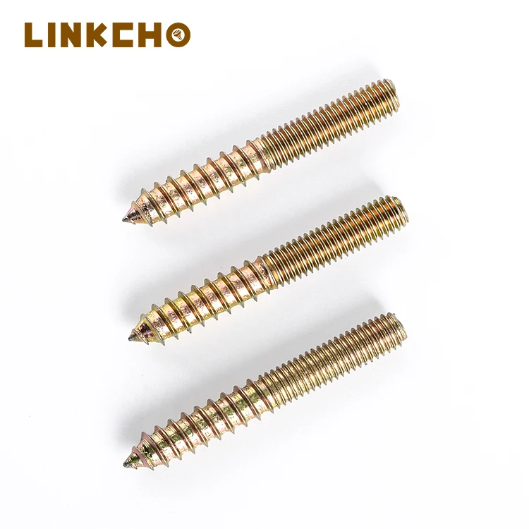Stainless Steel Side Wood Screw Woodworking Furniture Connector Hanger Double Threaded Hanger Screw Dowel Metric Bolt Concrete