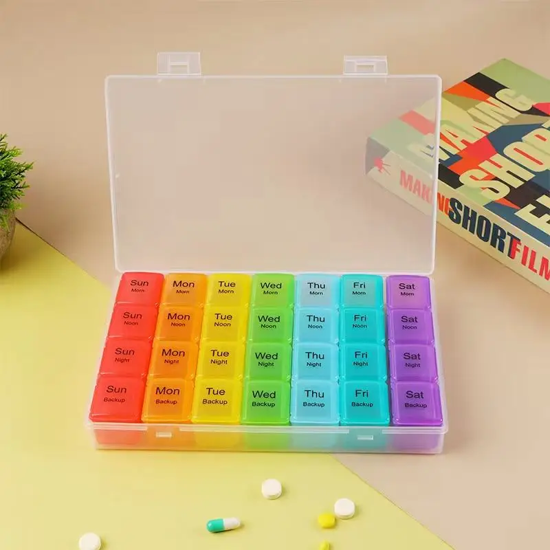 Customized Original 28 Grid Pill Box 7 Days Plastic Storage Box Eco-friendly Weekly Pill Organizer
