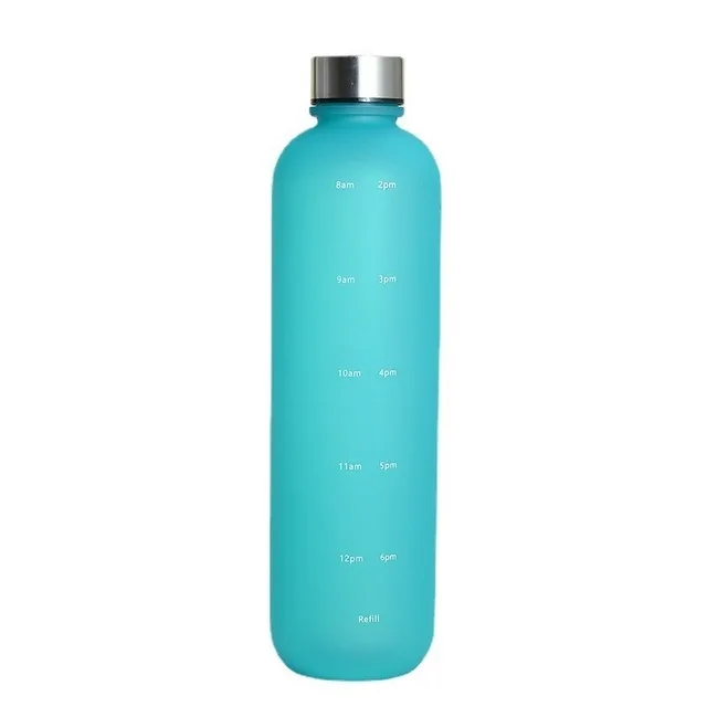 Durable BPA Free Non-Toxic for Home Fitness Gym Sports 32oz 1Liter Water Bottle with Time Marker