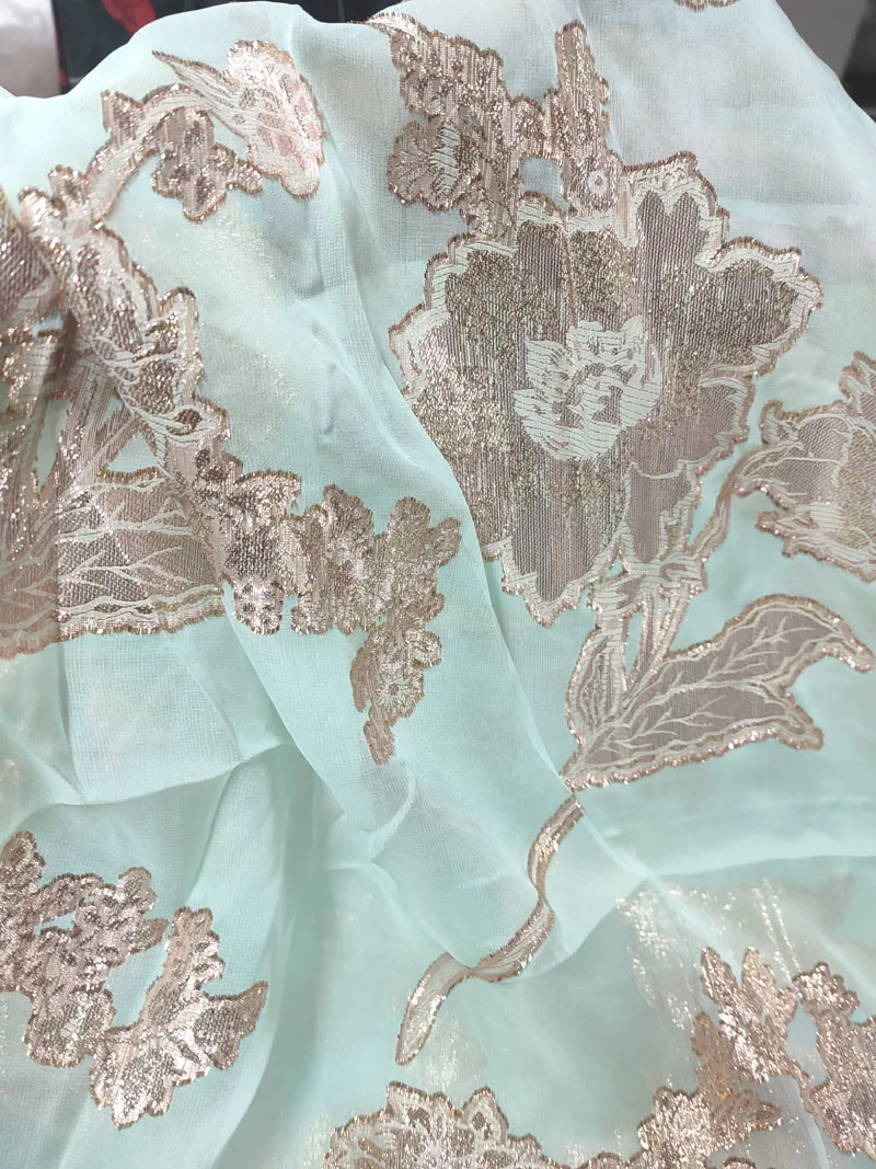 Жаккардовая Цветочная люрексная шелковая шифоновая ткань металлик шелковая шифоновая ткань для платья