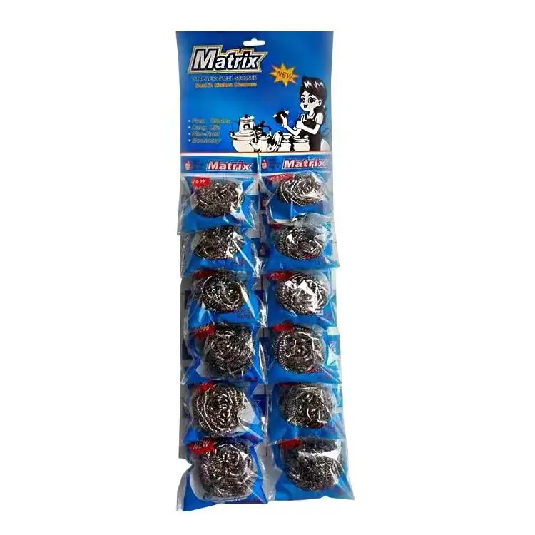 Matrix 12units per card stainless steel scourer sponge esponja malla galvanized