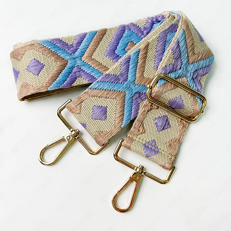 REWIN Fancy Boho Thick Cotton Shoulder Strap Woven Guitar Purse Replacement Belt Colorful Crossbody Adjustable Tote Bag Strap