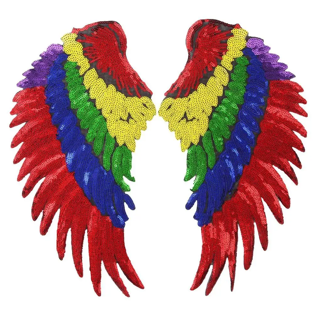 
33.5*16.5cm,sequined angel wings patches,embroidery angel wing patch,large badges applique for jackets 