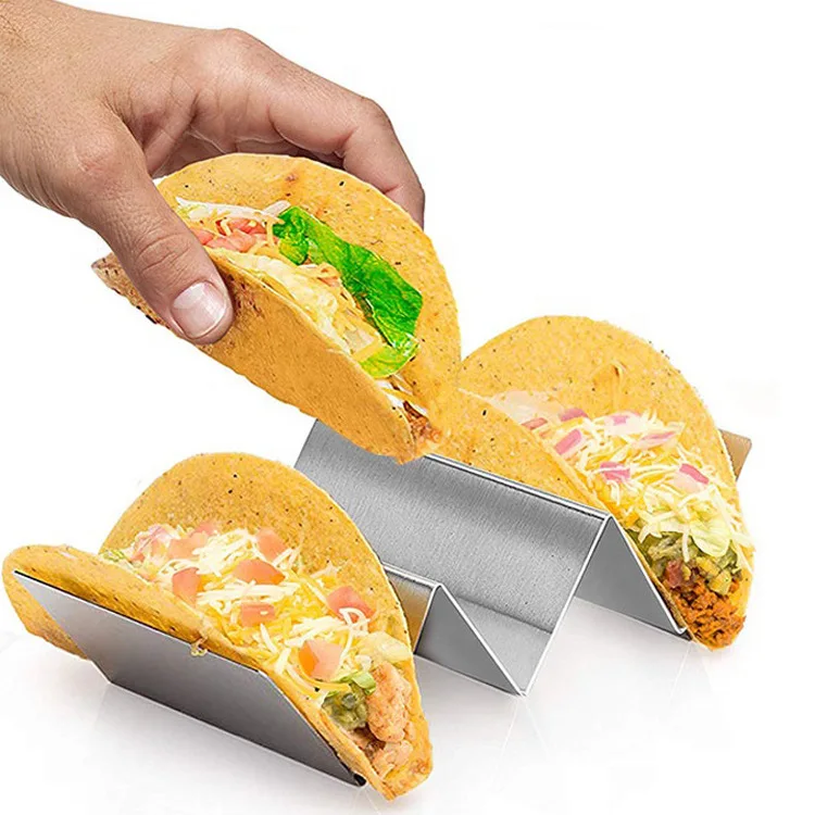 Factory wholesale Reusable Food garde 3 pack Taco stand holder Stainless Steel taco rack kitchen gadgets
