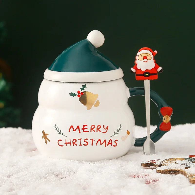 2024 New Ceramic Christmas Coffee Mugs Xmas 3D Santa Snowman Cute Snowman 17 ounce Glossy Ceramic Christmas Mug