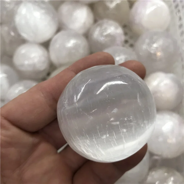 wholesale Natural high quality quartz Sphere healing White Selenite Crystal Ball  for  decoration