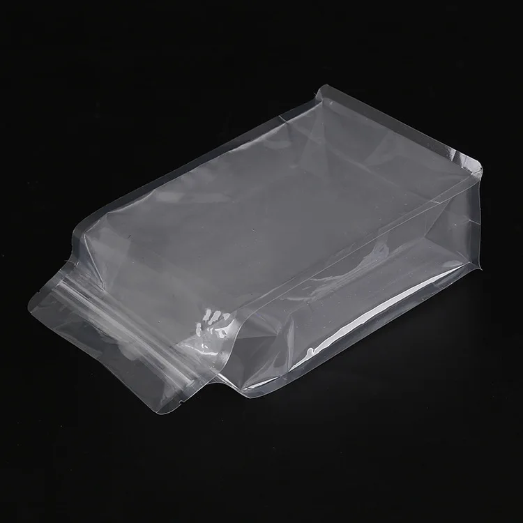 Cheapest factory price eight-side stand-up seal clear food pouch flat bottom plastic bags