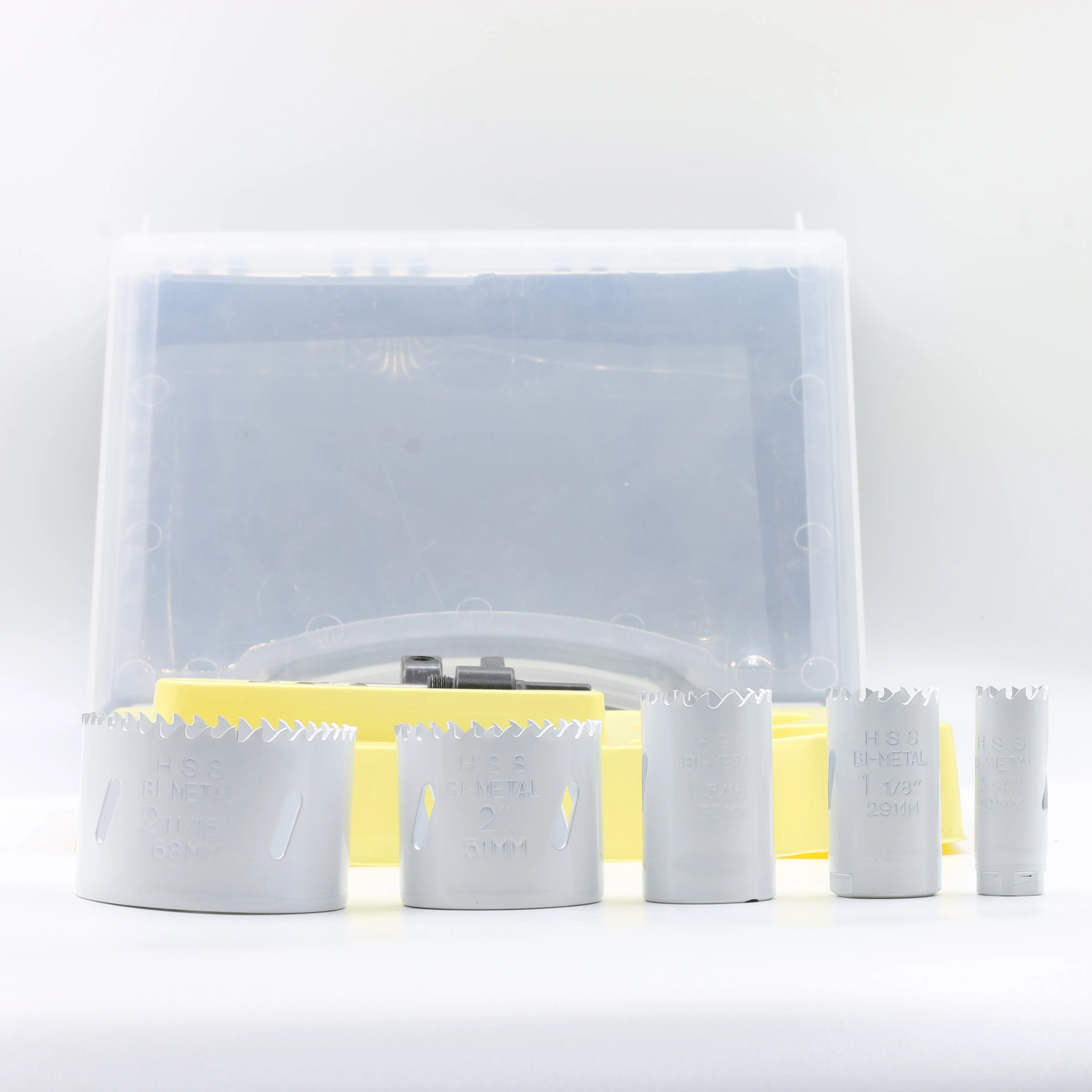 Naili 7 PC bi-metal M42 hole saw Set with Saw Blades Mandrels Drill Bits Installation Plate  in Transparent plastic box