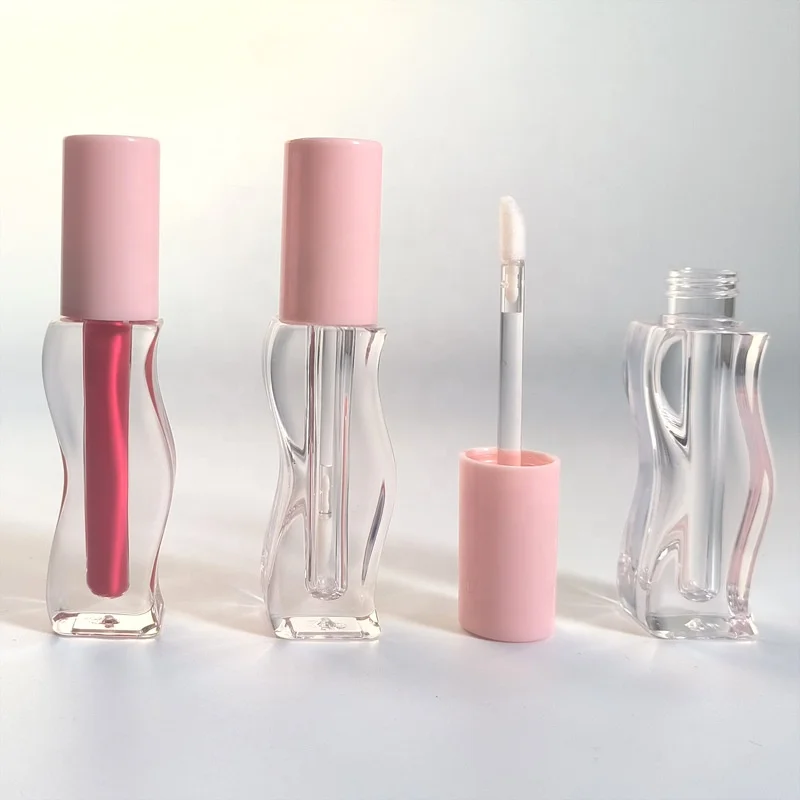 Cross border square wavy lip gloss empty tube 2.5ml small capacity lipstick tube lip gloss cosmetic packaging