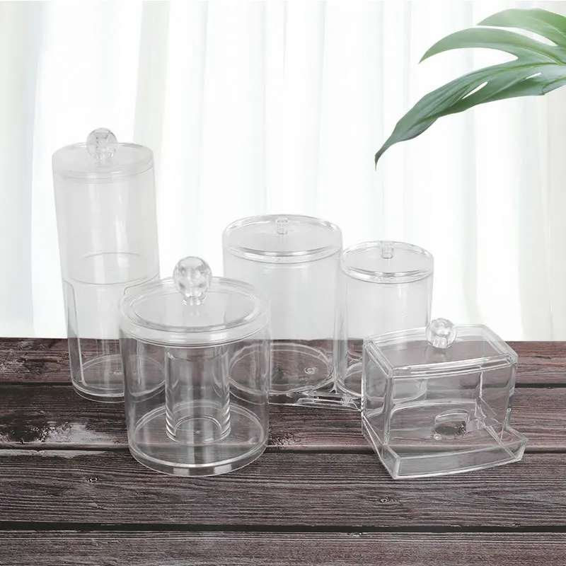Bathroom Canister Storage Makeup Organizer Qtip Holder Dispenser for Cotton Ball Cotton Swab Clear Toothpick Holder