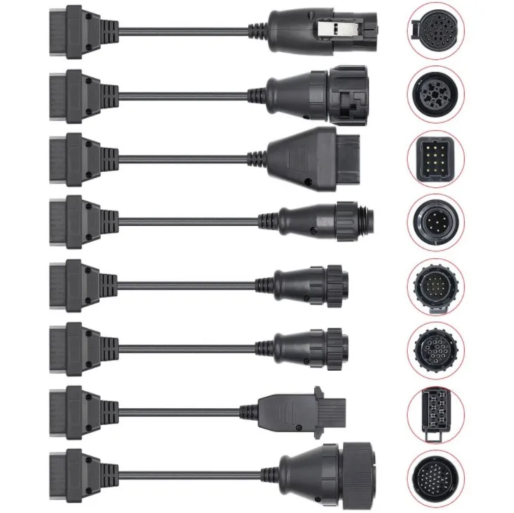 car Full Set 8pcs Truck Cables Compatible With delphi ds150e tcs cdp pro MVD Cable wow snooper obd2 cable
