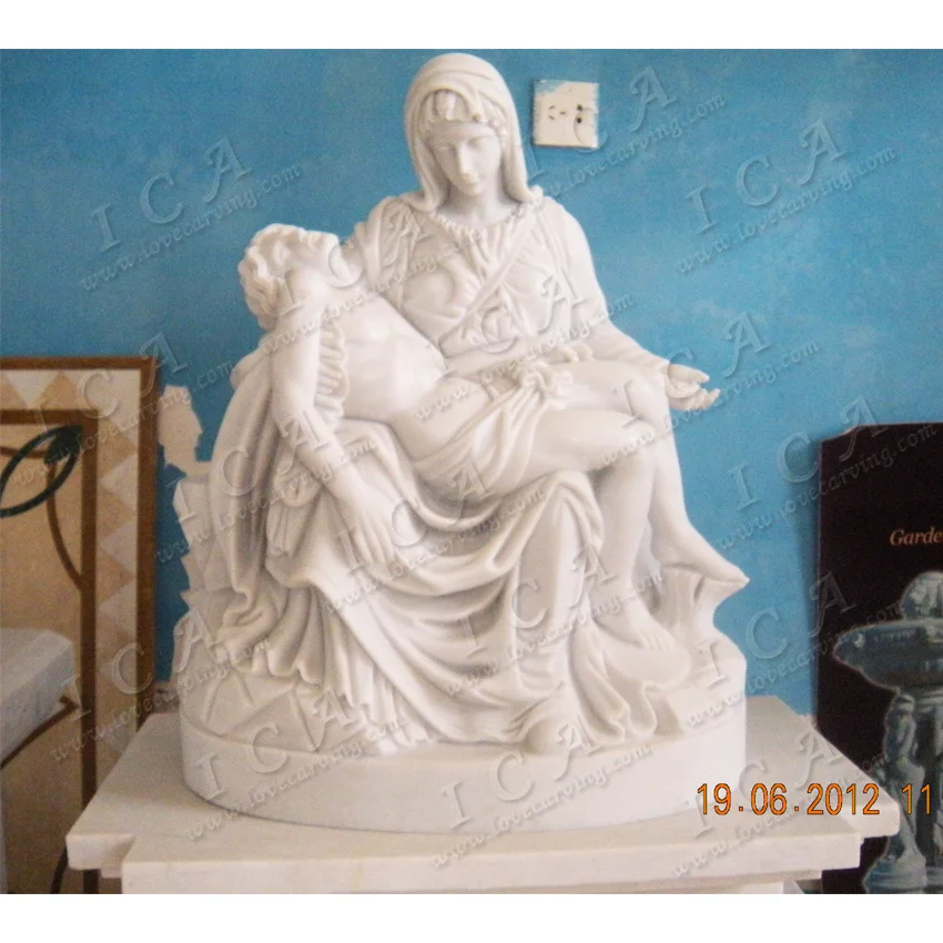 Garden Decoration Natural Stone White Marble Stone Virgin Mary Statue For Sale