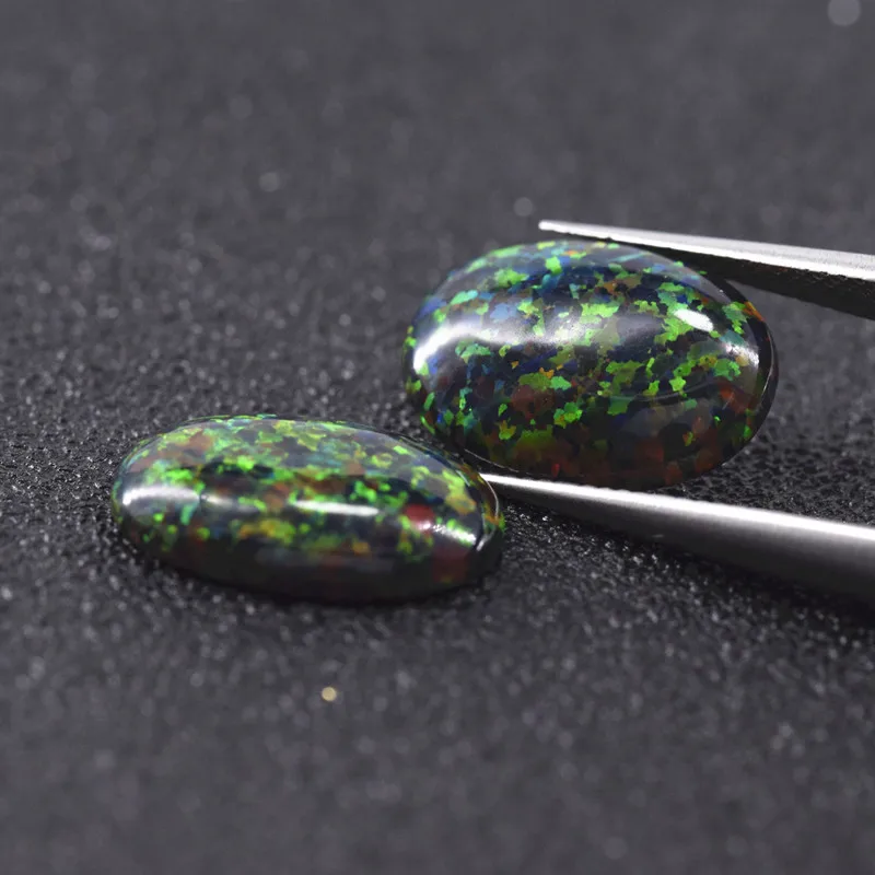 Loose  Opal Gemstones Oval Flat Back Cabochon 4x6mm-15x20mm Synthetic Black Opal