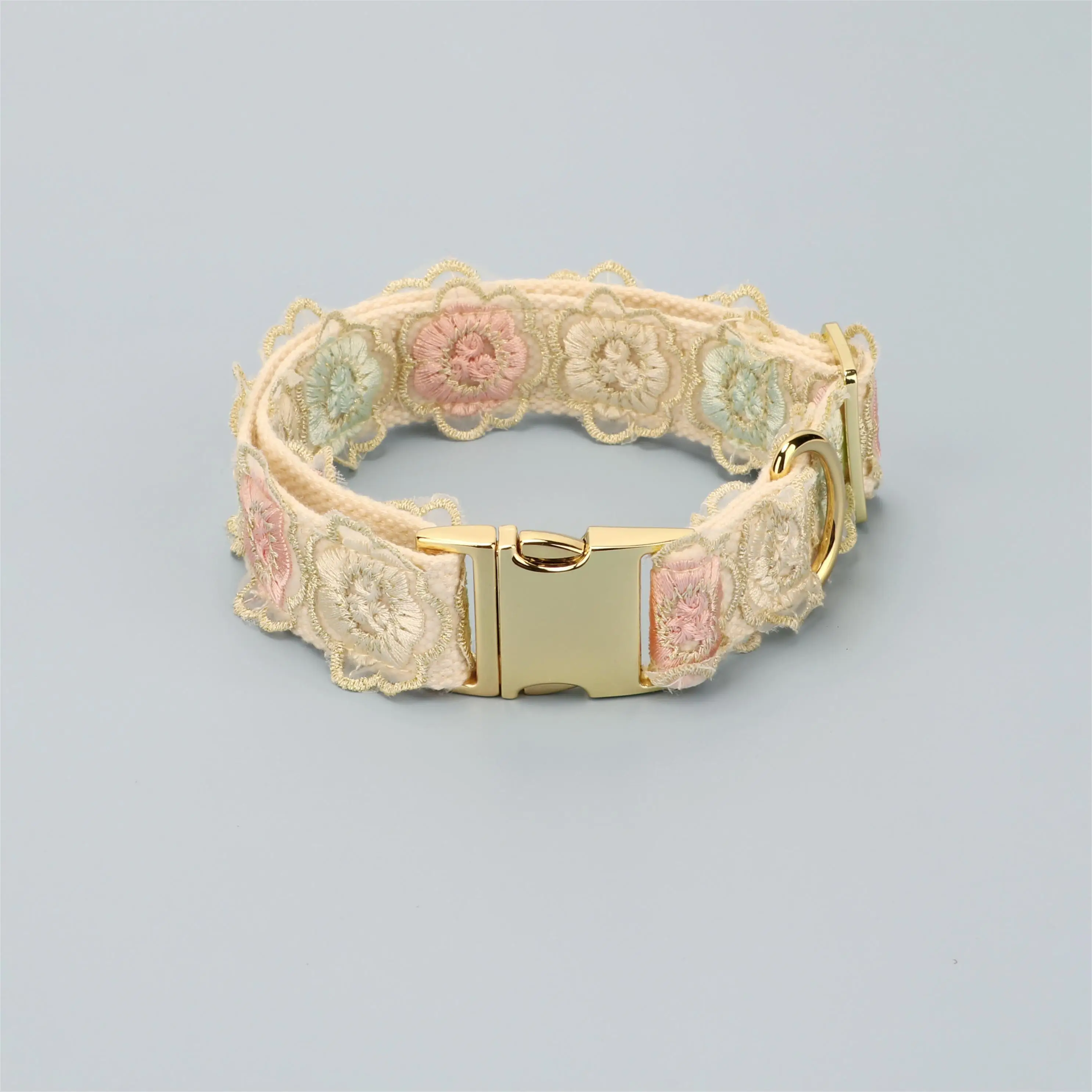 DFY Newest Design Pet Collar And Leash Lace Beads And Lace Floral Decorations 100% Cotton dog collar and rope