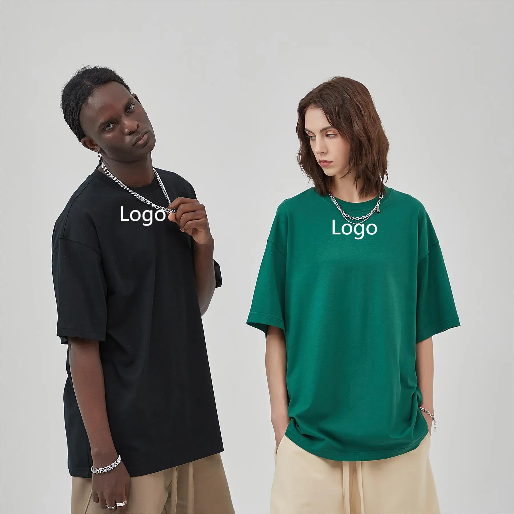 Custom 275 G Breathable Loose T Shirt 100% Cotton High Quality Solid O-Neck T Shirt Men Short Sleeves  Unisex Streetwear shirt