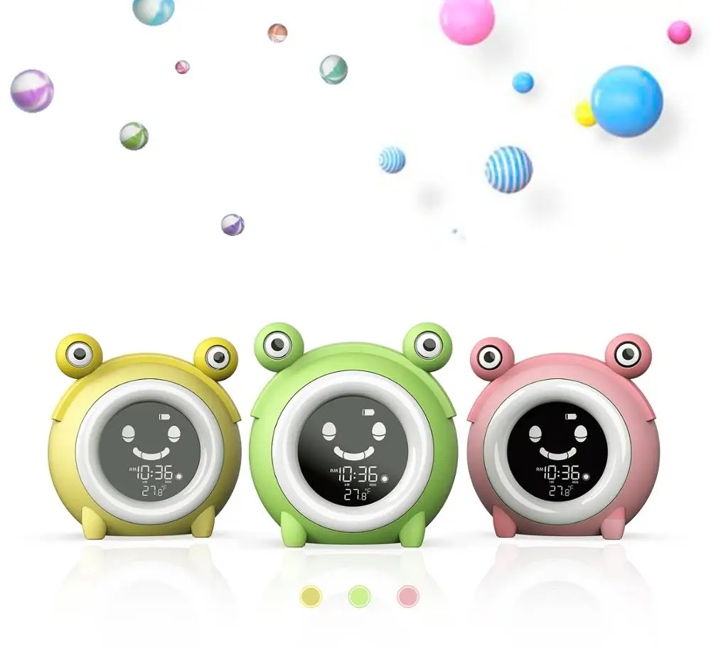 Hot Selling Cartoon Frog Digital Children SleepTraining Alarm Clock