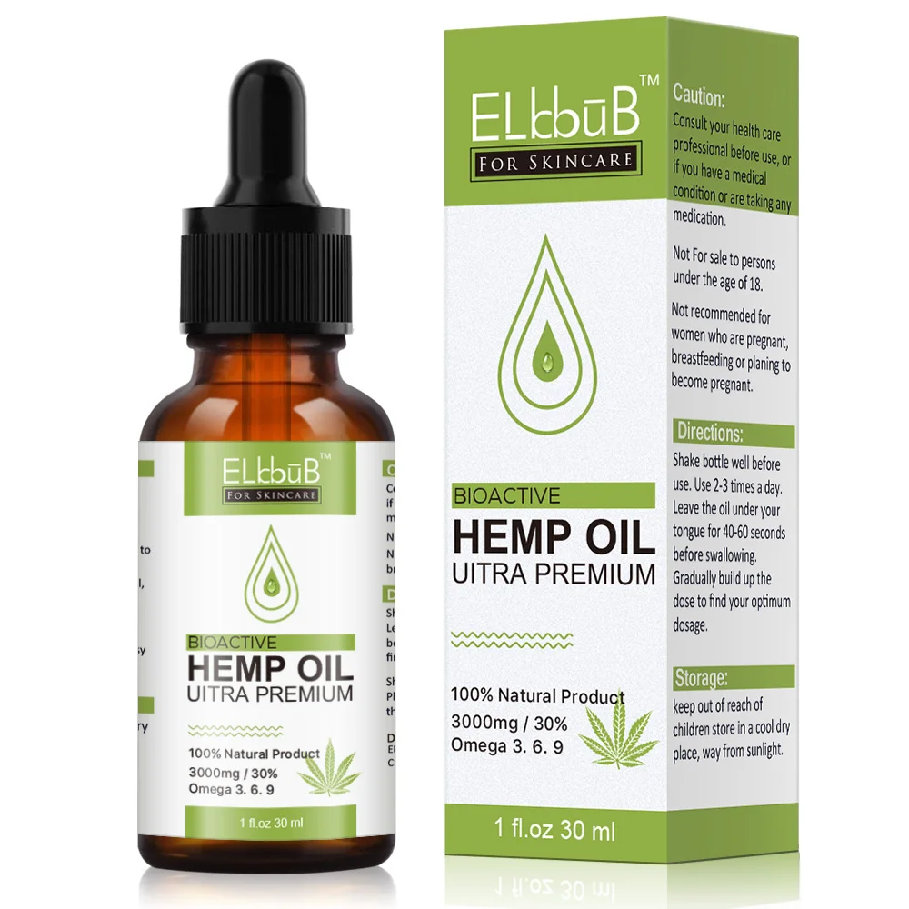 ELbbuB Ultra Premium Natural Herbal Raw Hemp Extract Skin Care Essential Oil