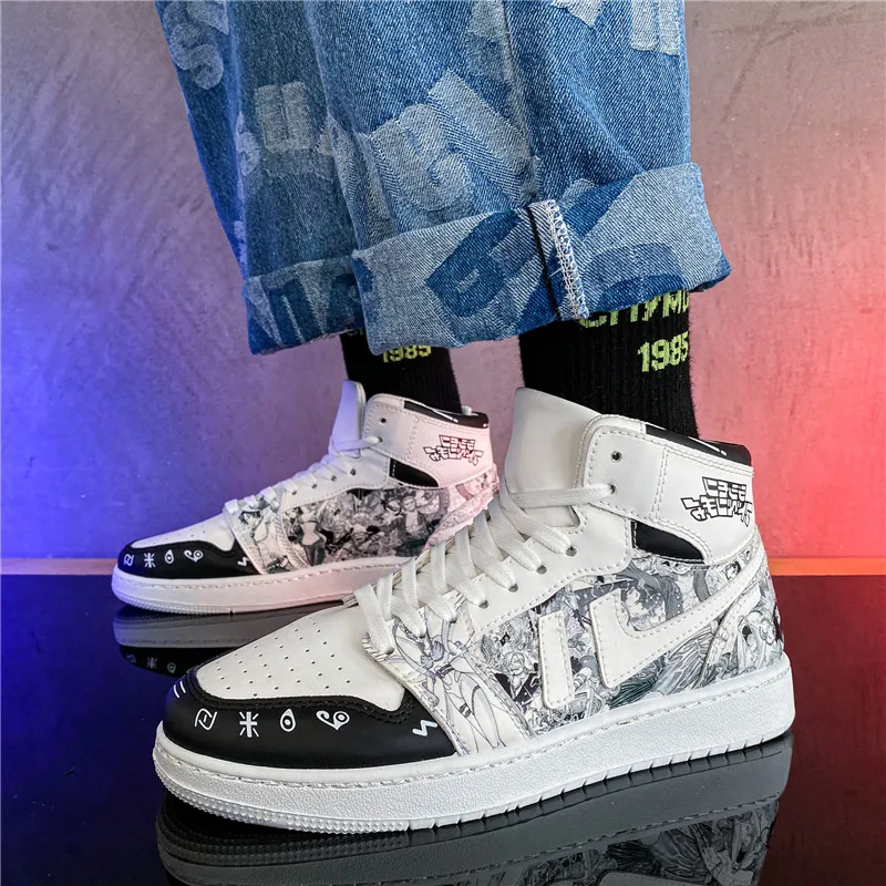 Ziitop New Design Women Sneakers High-top Printing  AJ1 Style Men Casual Shoes One Piece Anime Shoes