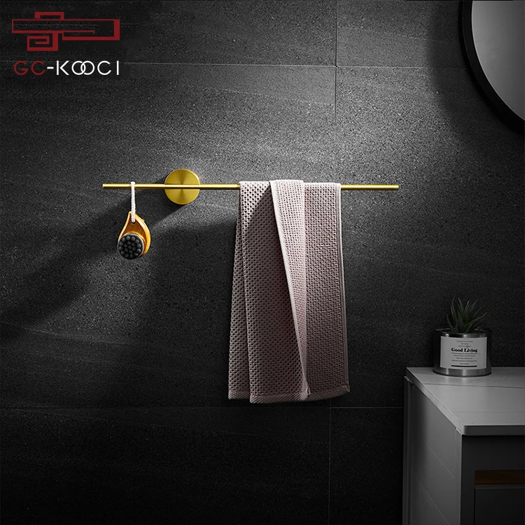 Creative bathroom aluminum single rod towel rack bathroom brushed gold towel bar