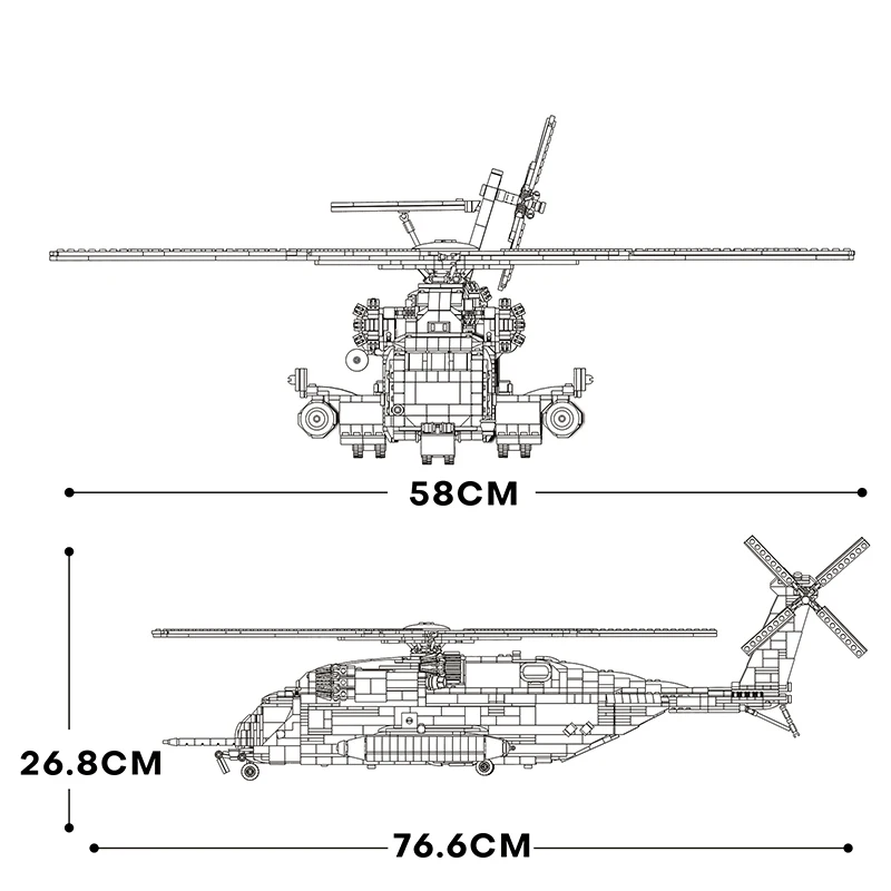 Военный супер жеребец масштаб CH-53E вертолетные Самолеты Модель DIY кирпич креативная серия блок головоломки игрушки подарки (2192 шт.)