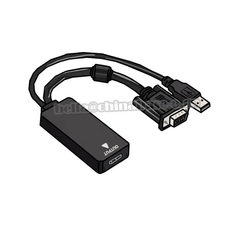 Адаптер-конвертер 1080P VGA-HDMI с USB-кабелем для передачи аудио HDTV для настольного компьютера и ноутбука