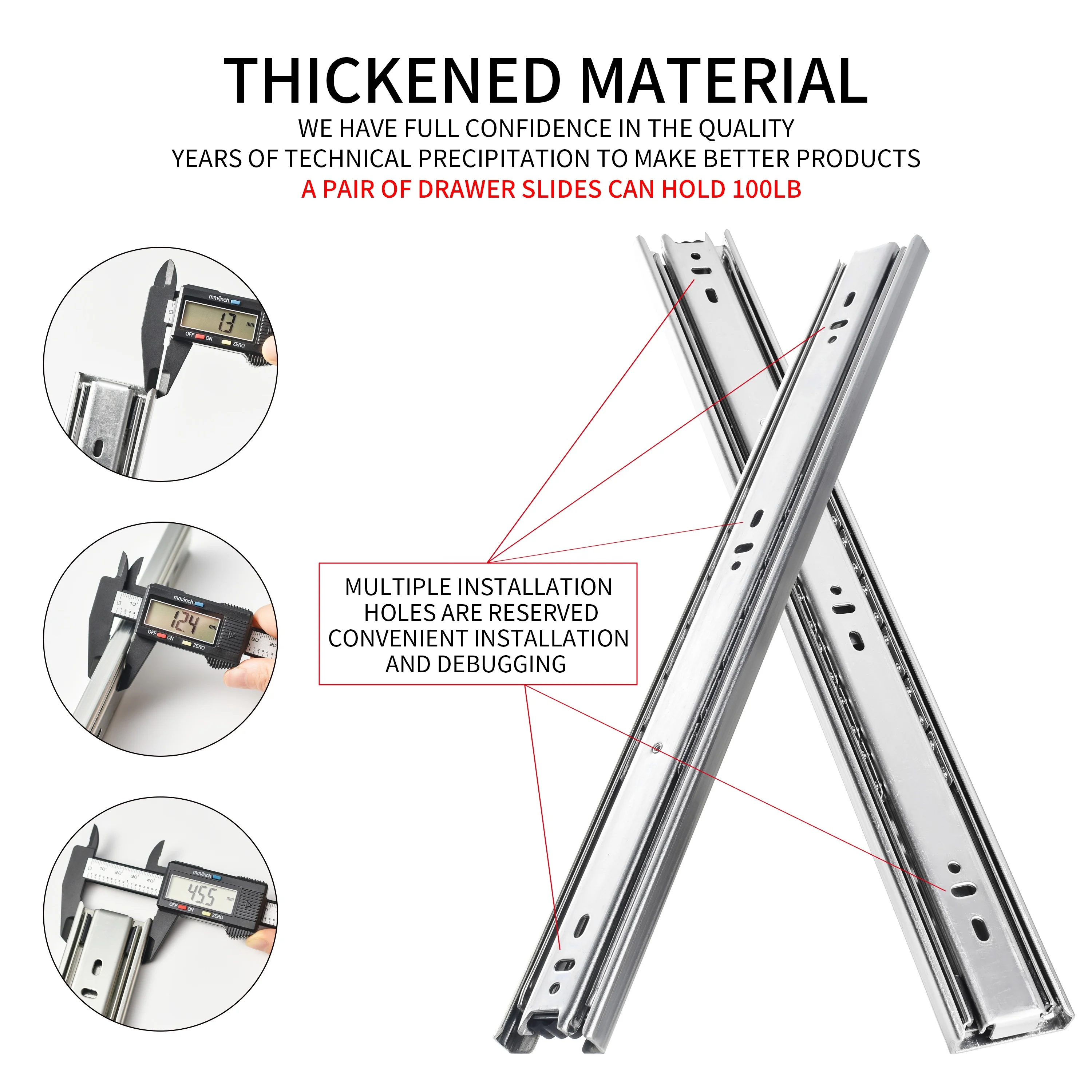 SNEIDA Wholesale Furniture Hardware Cabinet Accessories Drawer Rail Ball Bearing Telescopic Drawer Slide