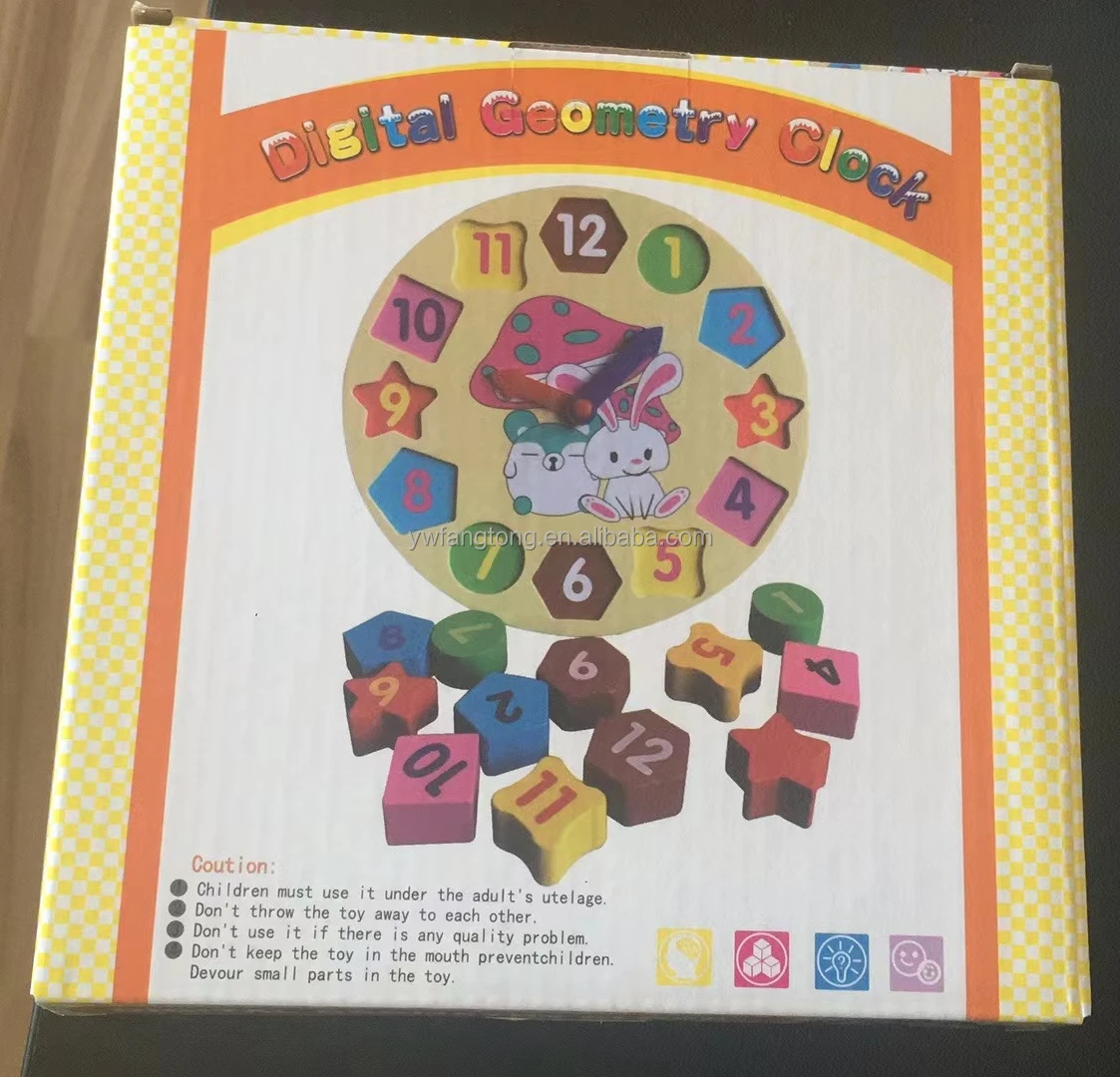 Wholesale Wooden Multifunctional Rainbow Digital Clock Alarm Cognitive Toy High Quality Learning Early Educational Puzzle Toys