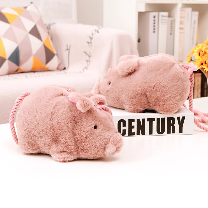 Hot selling popular stuffed plush graduation pink pig bag coin purse clutch storage pig bag for girl