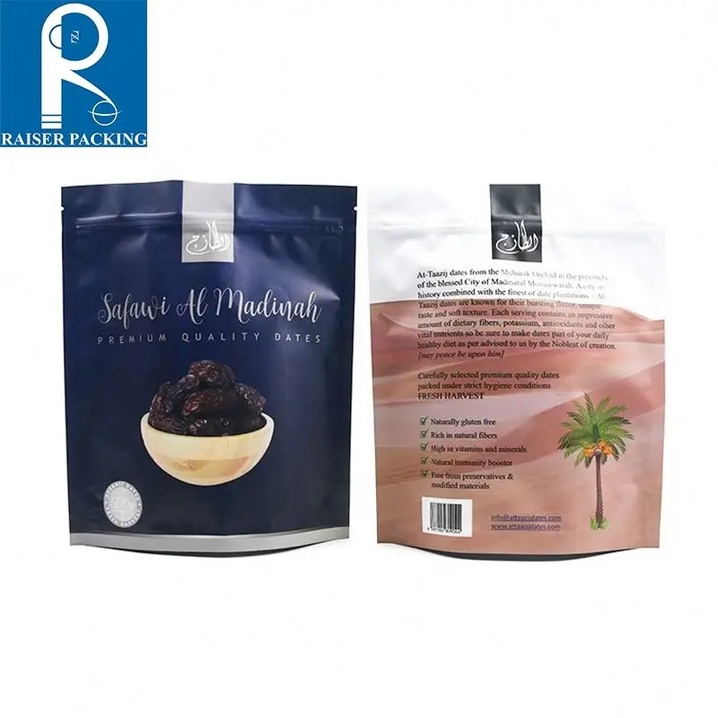 Custom logo reusable 300g Plastic self press seal zipper plastic stand up jujube dry fruit bags