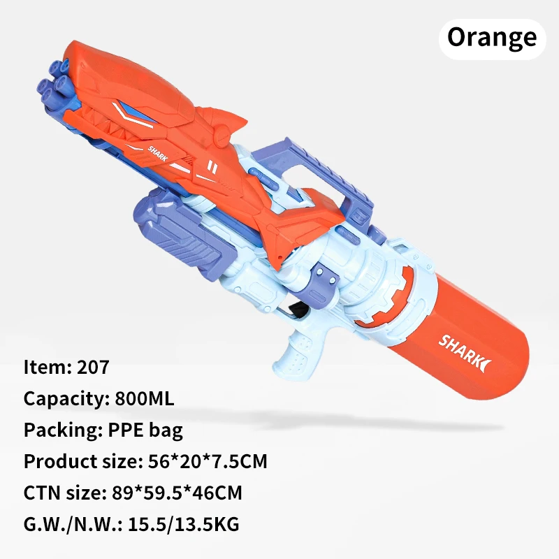 Plastic Pump Water Summer Shooter Spray Toys Gun High Pressure Water Blaster Gun Long Shooting Range Child Toy Shark Water Guns