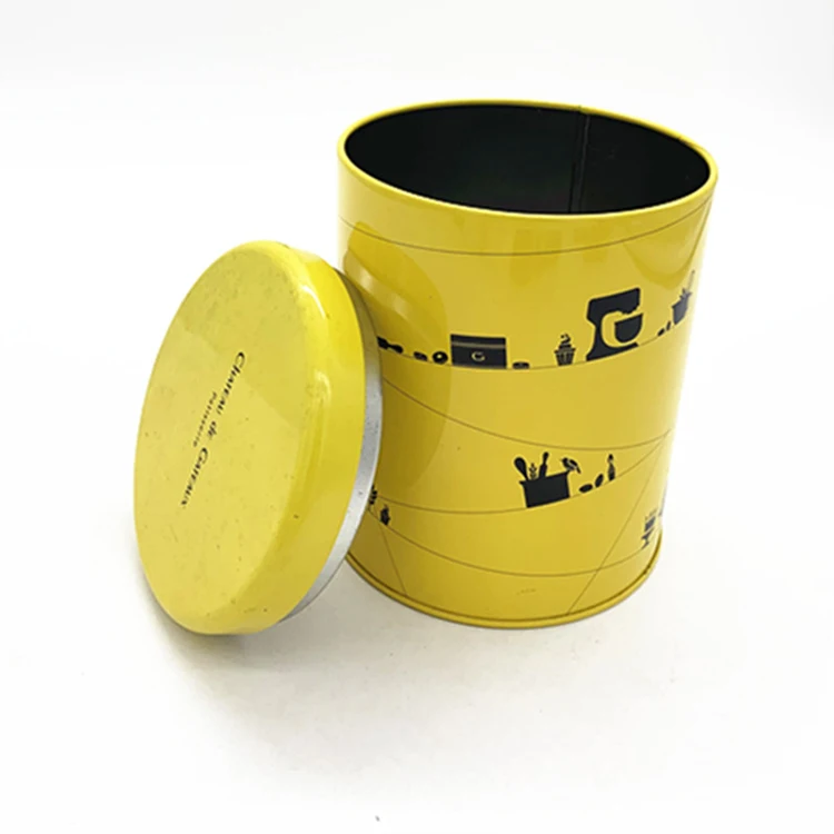manufacturers supply round tinplate box metal food packaging can with push lid tin tea