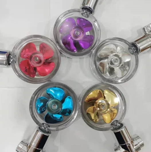 chrome-plated ABS handheld 360 degree rotating with propeller and detachable bathtub fan turbo shower head