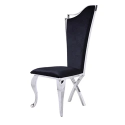 PURUO luxury manufacturer low CBM european stainless steel black fabric velvet dining room chair