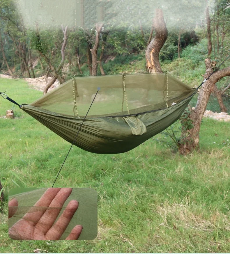 1PCS Mosquito-Proof Mosquito Net Hammock Nylon Hammock With Tree Belt Use For Outdoor Beach Terrace Hiking Camping Park