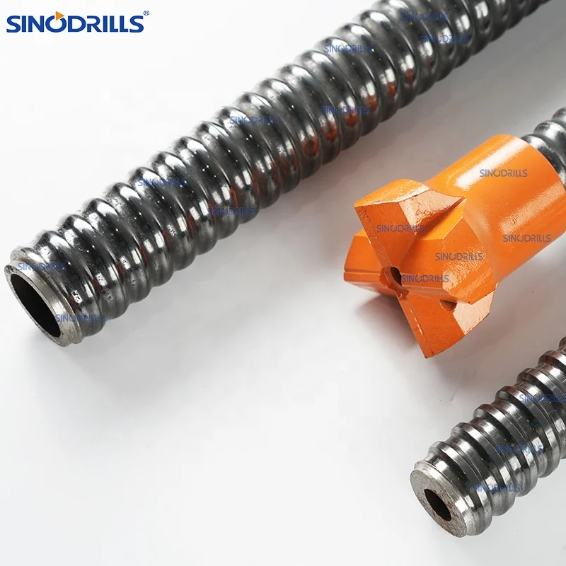 Sinodrills Self Drilling Anchor Bolt Hollow Grouting Rock Bolts Micropile Tunnel Grouting Anchor Rock Anchoring R51l R51n