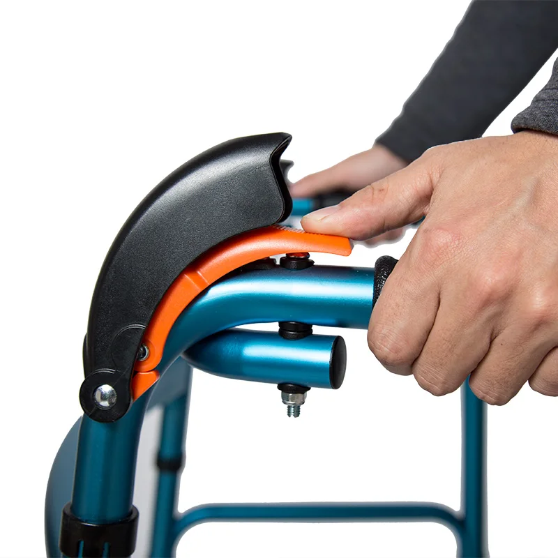 Home Hospital Use Aluminum Blue Stair lightweight rollatorClimbing Walker with 360 Degree Twirl Feet Pads for elderly  disabled