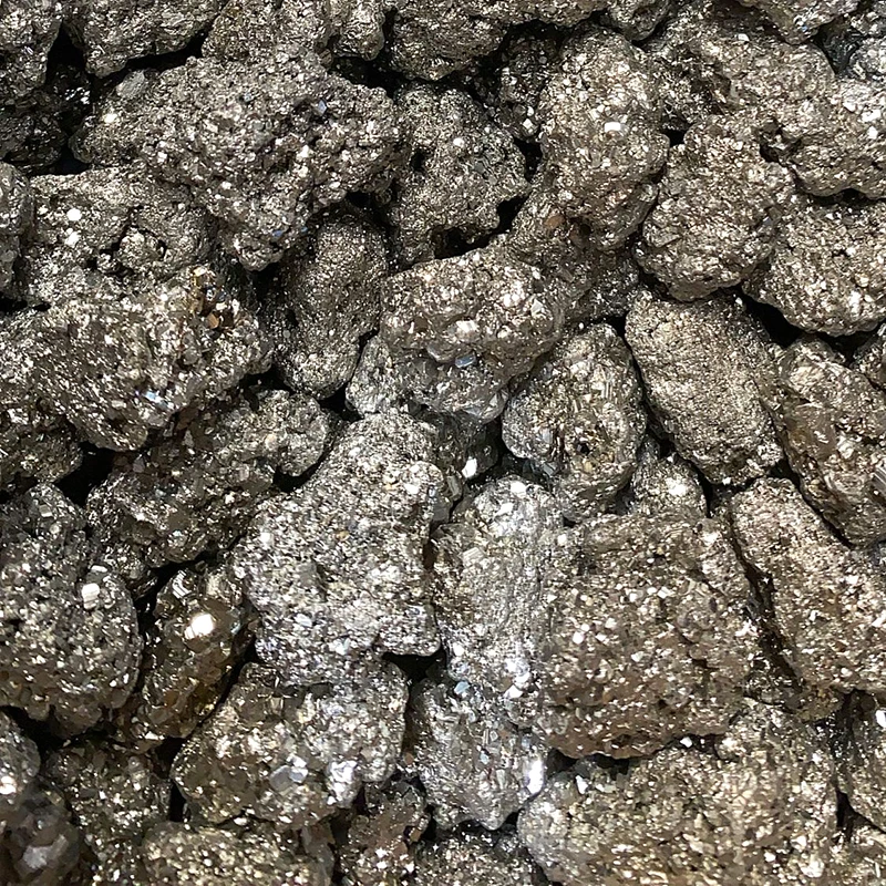 High Quality Natural Peru Peruvian Raw Rough Nugget Chip Cluster Mineral Specimen Gold Stone Pyrite Crystal Bulk Price For Sale