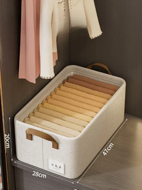 Large Cotton Linen Pants Clothes Storage Box Home Fabric Cloth Organizer for Wardrobe Classification Storage Artifact