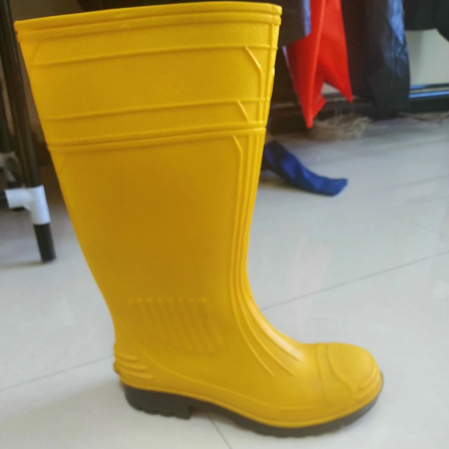 high quality wholesale industry use waterproof  rubber men work 100%PVC steel toecap steel plate safety rain boots