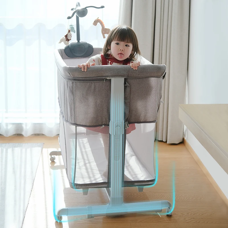 multi-purposes extensible aluminum baby bassinet and cot grey