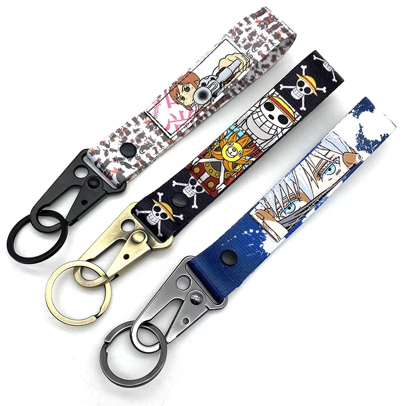 YYX custom JDM 15*2.5 cm Printed nylon carabiner lanyard wristlet jet tag keychain Anime Key strap