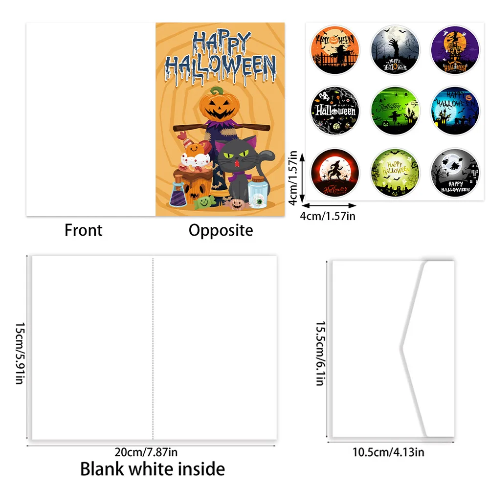 New Halloween Decoration Props Pumpkin Head Postcard Paper Greeting Card Invitation Envelope Party Supplies