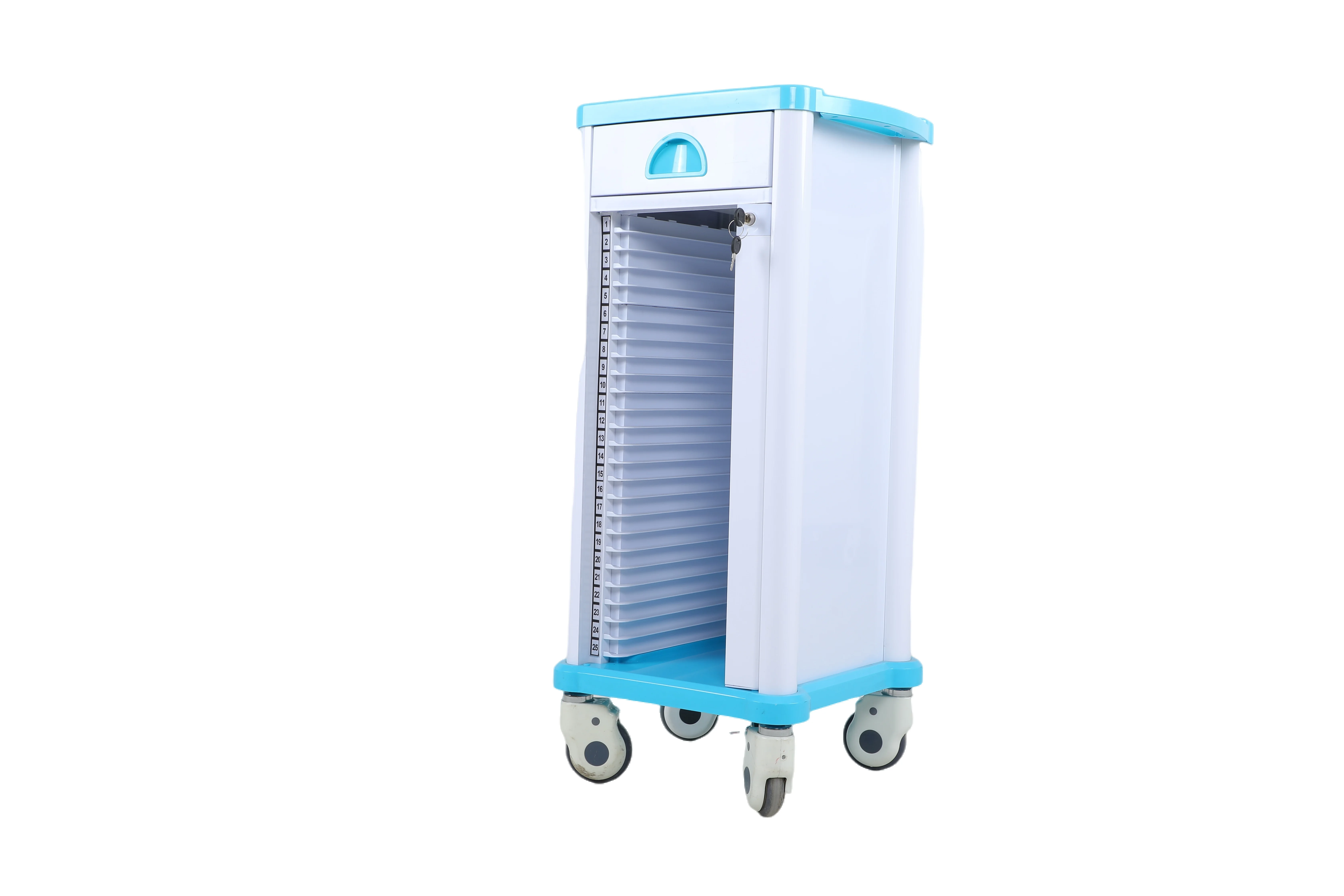 Ginee Medical abs plastic metal medical files trolley for hospital nursing patients professionally