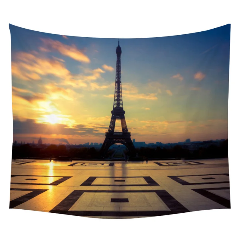 Free ShippingParis night view Eiffel Tower tapestry European modern wind hang cloth Amazon hot sale home background wall blanket