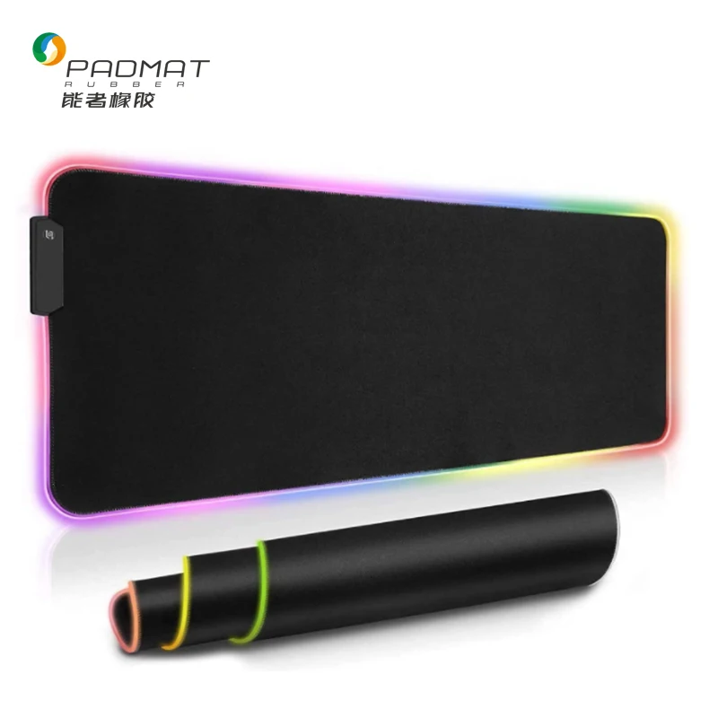 Great quality non-toxic rollable RGB gaming  natural rubber mouse pad with led light